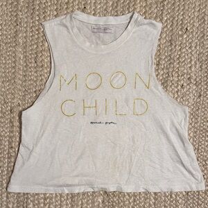 🌙 Spiritual Gangster Moon Child Crop Tank with Gold Foil Print - M